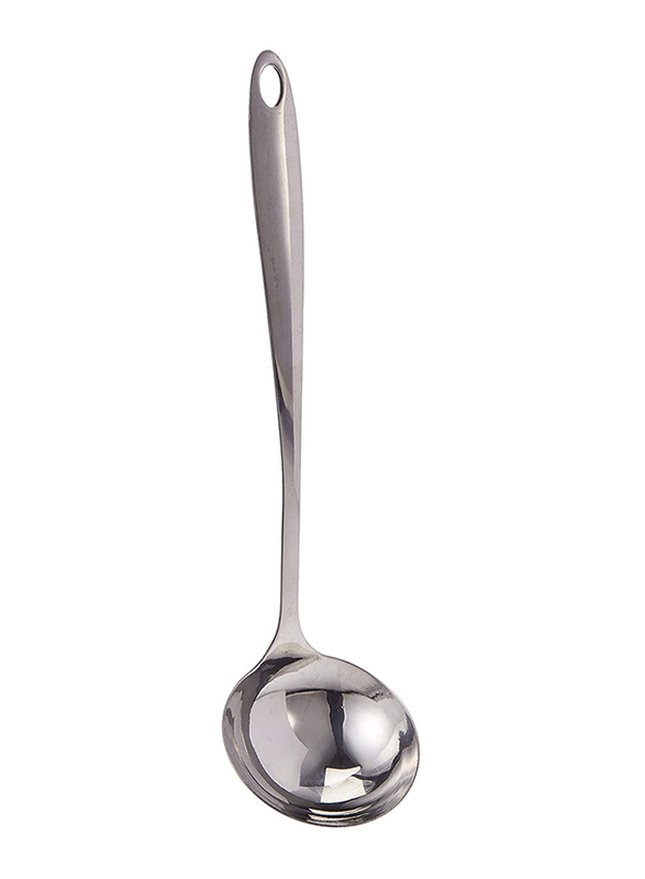 Flamingo 12-inch Mirror Polish Stainless Steel Ladle, Silver