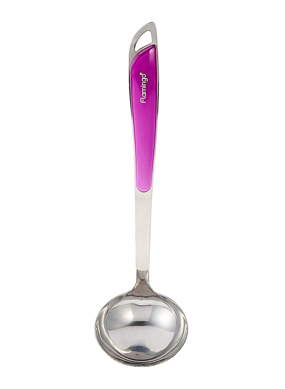 Flamingo Small Stainless Steel Ladle, Silver/Pink