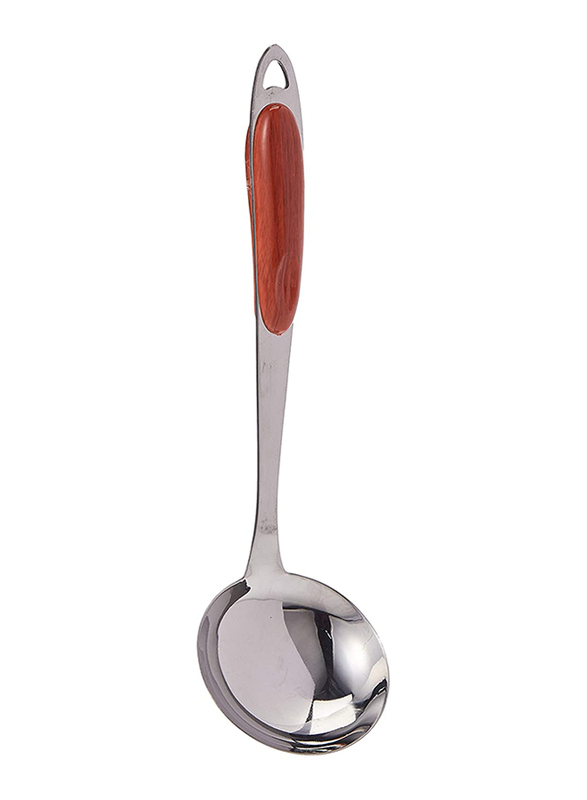 Flamingo 2.5mm Mirror Polish Stainless Steel Ladle, Silver/Brown