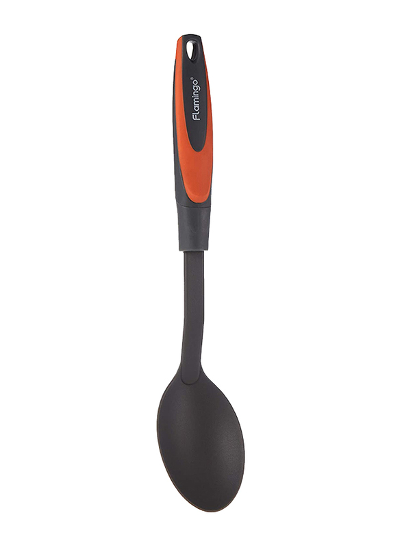 Flamingo 15-inch Alloy Steel Serving Spoon, FL4504KW, Black