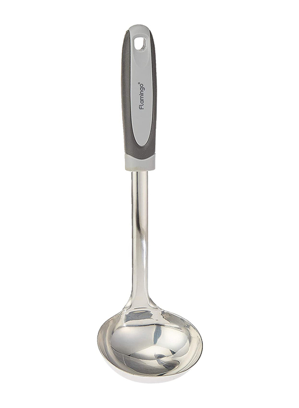 Flamingo Stainless Steel Soup Ladle with Duet Handle, Black/Silver