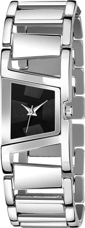 

Acnos Premium Dress Analogue Women's Watch(Black Dial Silver Colored Strap)-F-Square Blk