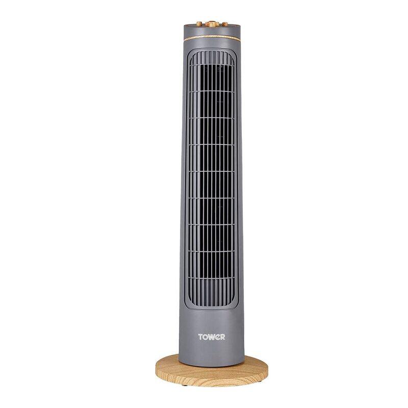 

Tower T628001 Scandi Tower Fan with 2-Hour Timer, 3 Speeds, Automatic Oscillation, 29", 45W, Grey and Wood Effect