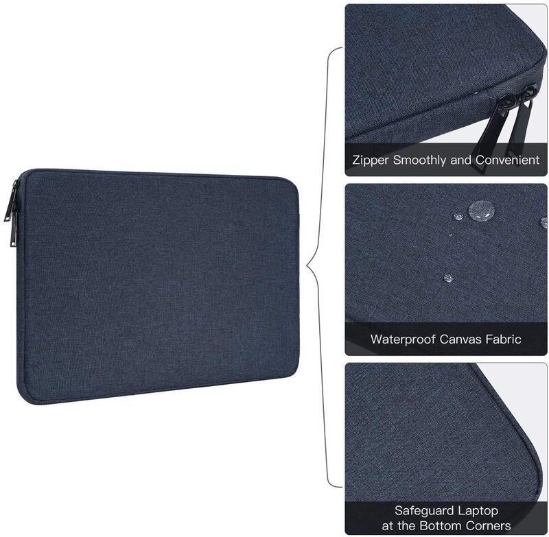 Dynotrek Grade Blue 13.3 Inch Mackbook Laptop Sleeve Case Cover with Charger Pouch for Pouch ThinkPad Tablet Bag Exterior Waterproof Slab Canvas Polyester Interior Ultra Soft Fur Fabric