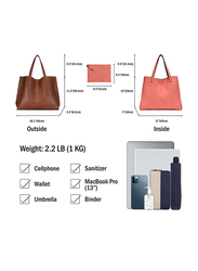 Scarleton Stylish Reversible Tote Bag, Brown/Coral Pink