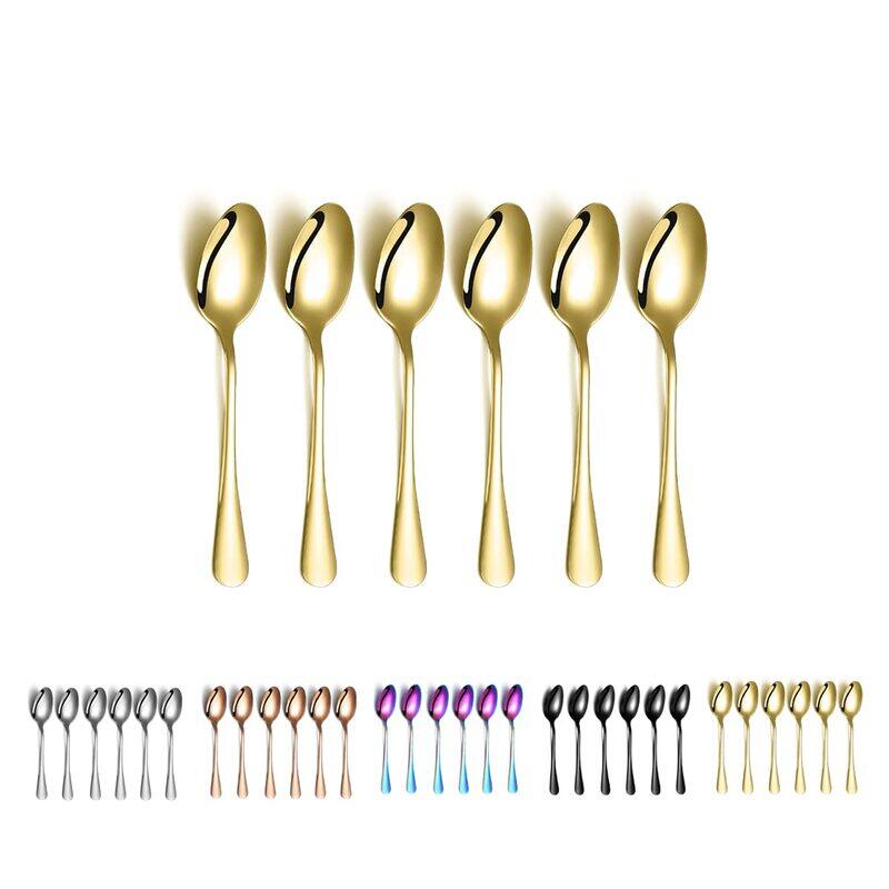 

Kyraton 6-Piece Stainless Steel Coffee Spoon Set, Gold