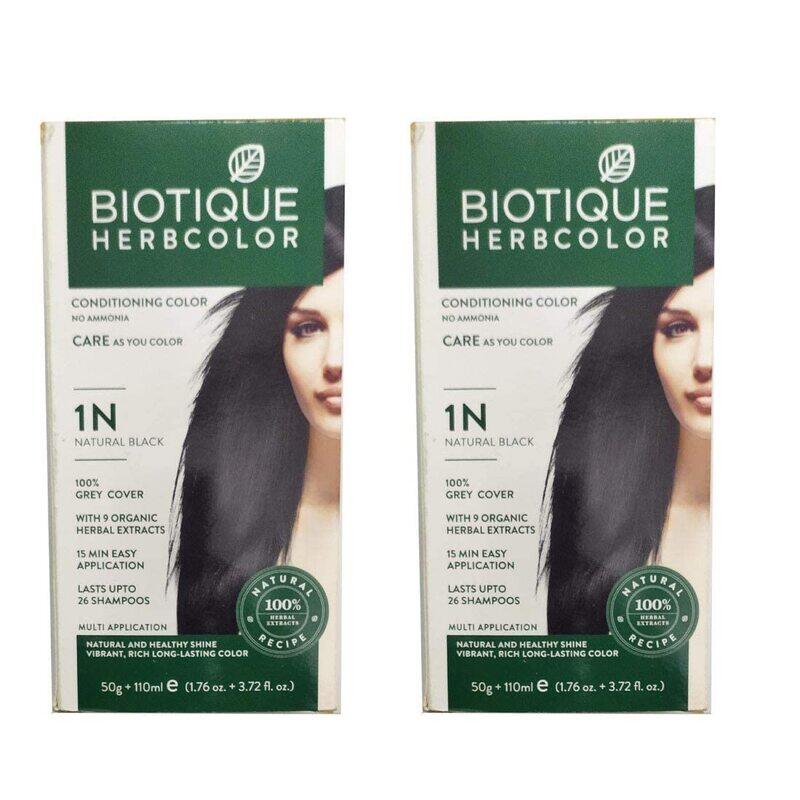 

Biotique 2 Herbcolor No Ammonia Conditioning Hair Color, 50 gm + 110 ml, 1n Natural Black