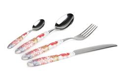 Excelsa 24-Piece Stainless Steel Cutlery Set, Silver/Coral