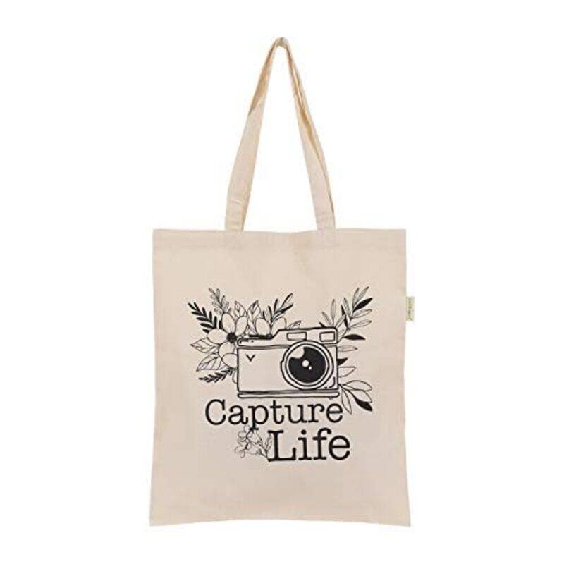 

Earthsave Canvas Zipper Tote Bag for Women Printed Multipurpose Cotton Bags Cute Hand Bag for Girls, Capture Life