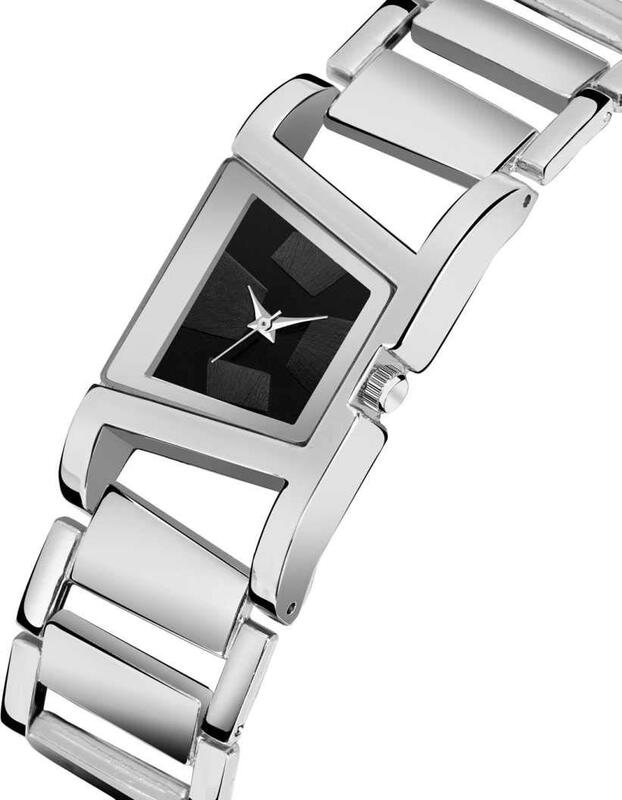 Acnos Premium Dress Analogue Women's Watch(Black Dial Silver Colored Strap)-F-Square Blk