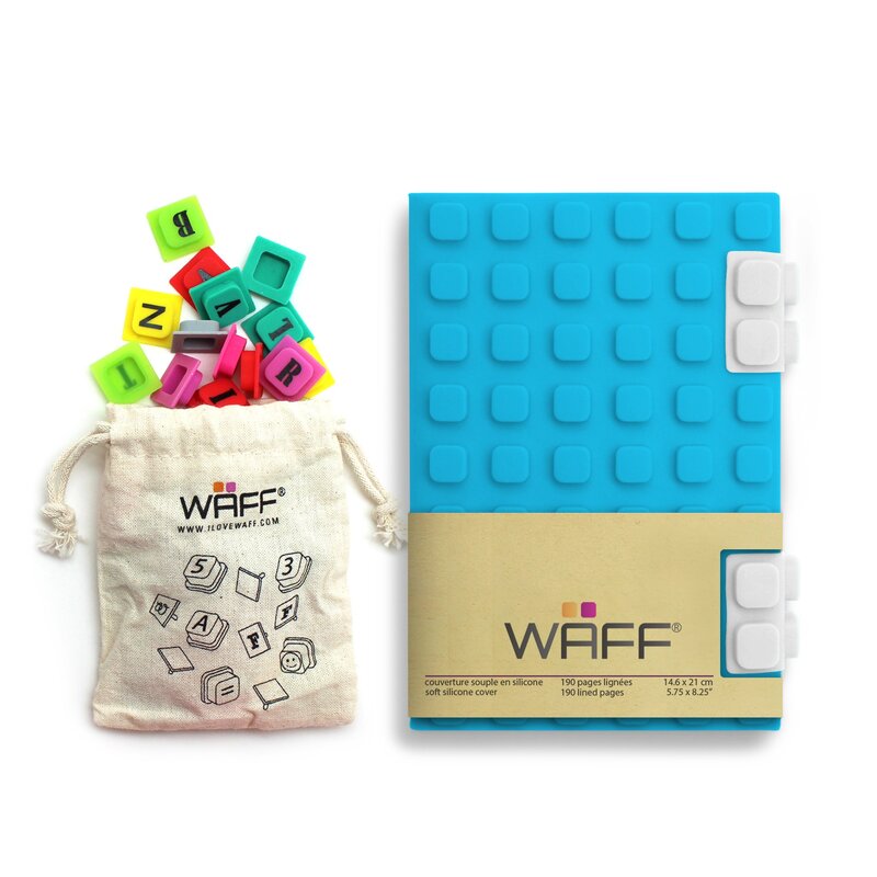 Waff Journal Soft Silicone Cover Notebook, Medium, 5.75 Inch x 4 Inch x 1 Inch, 70 Cubes, Aqua