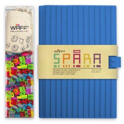 Waff Journal Combo Customizable Spara Notebook, 5.7 Inch x 4 Inch, 200 Silicone Tiles, Blue