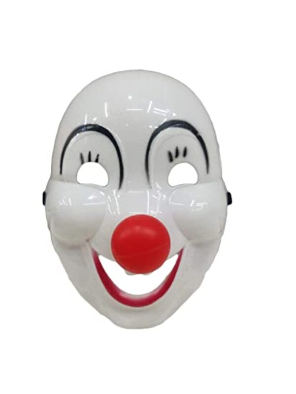 BookMyCostume Funny Clown Joker Plastic Face Mask Fancy Dress Costume Accessory for Adults White/Red