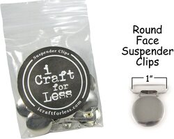 I Craft for Less Round Face Metal Suspender/Pacifier Clips with Rectangle Inserts, 25 Pieces, Silver