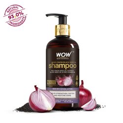 WOW Skin Science Red Onion Black Seed Oil Shampoo with Red Onion Seed Oil Extract, Black Seed Oil & Pro-Vitamin B5 - No Parabens, Sulphates, Silicones, Color & PEG - 300mL