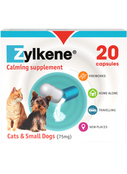 Zylkene Claming Supplement for Cats & Small Dogs, 75mg, 20 Tablets, Multicolour