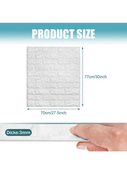 Holdfiturn 10-Piece 3D Wall Panels Waterproof Sticker Self-Adhesive for Door Floor Furniture, 70 x 77cm, White