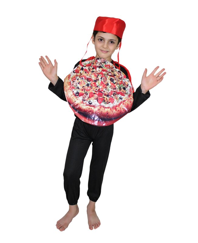 Kaku Fancy Dresses Pizza Junk Food Costume for Kids, 3-8 Years, Multicolour
