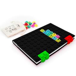Waff Journal Combo Soft Silicone Cube Tiles And Notebook, Large, 8.25 Inch x 5.5 Inch, Black