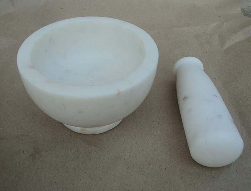 Pure Source India Natural Stone Mortar and Pestal Set, White