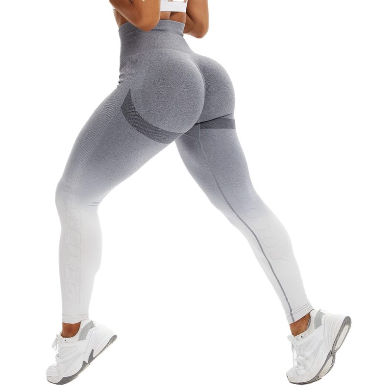 RIOJOY Scrunch Seamless Leggings Smile Contour Women High Waist Ruched Butt Lifting Gym Sports Leggings, #2 Gradient Grey, S