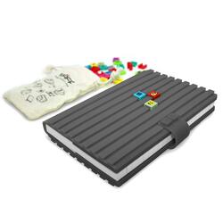 Waff Journal Combo Customizable Spara Notebook, Medium, 4 inch x 6 inch, 100 Silicone Tiles, Grey