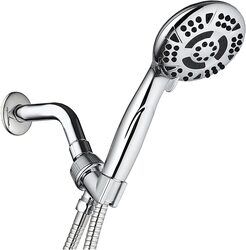 AquaDance High Pressure 6-Setting Face Hand Held Shower Head with Hose, Silver