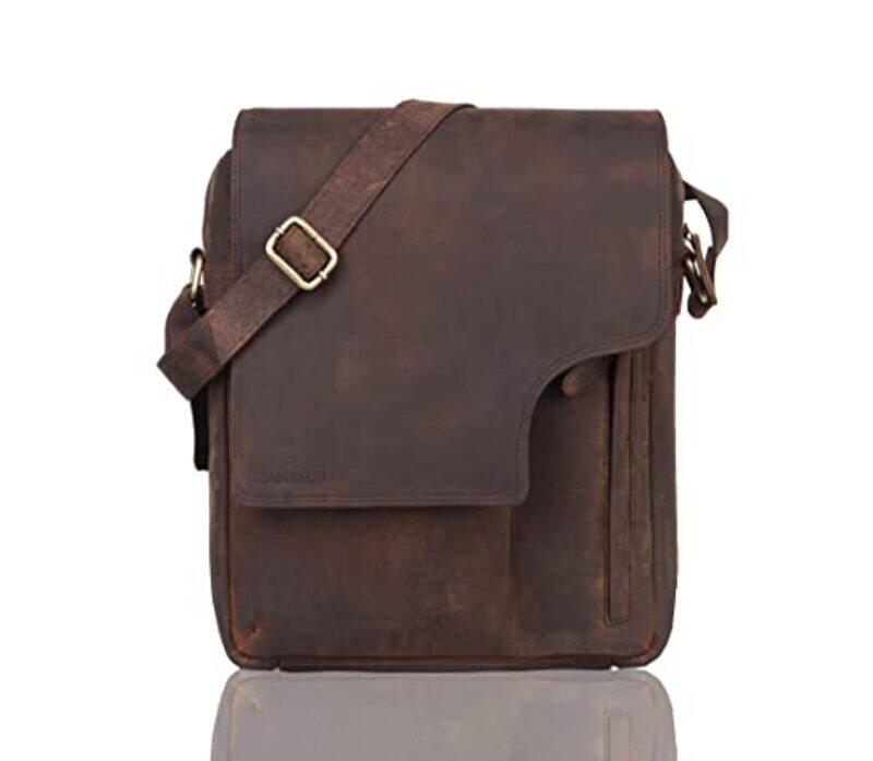 

LEADERACHI Vintage Hunter Leather Crossbody Messenger Bag For Mens.