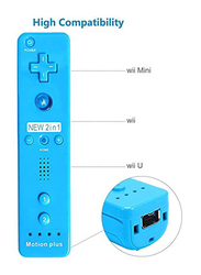 Qumox Built-in Motion Plus Remote Game and Nunchuk Controller with Silicon Case for Nintendo Wii and Wii U, Blue