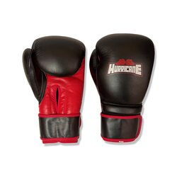 Hurricane 12-oz Combat Sports Muay Thai Style Professional Grade Boxing Training Gloves, Black/Red