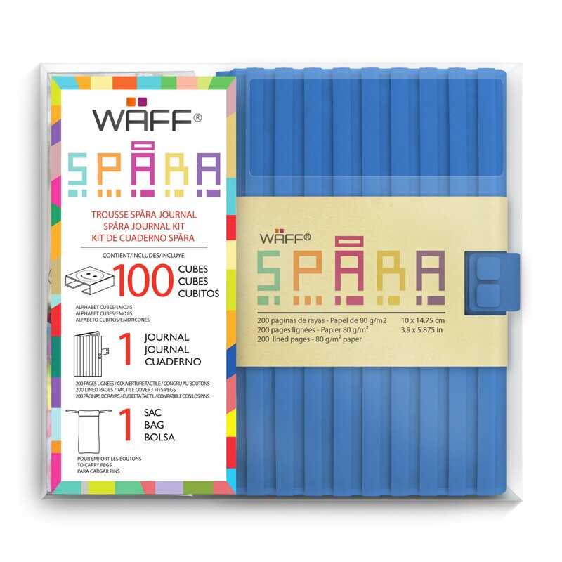 Waff Journal Combo Customizable Spara Notebook, Medium, 4 inch x 6 inch, 100 Silicone Tiles, Blue