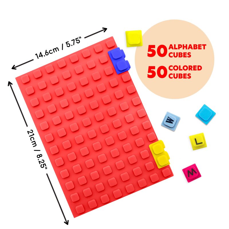 Waff Personalized Journal Notebook, 100 Lego Cubes, 190 Sheets, Large A5, Red