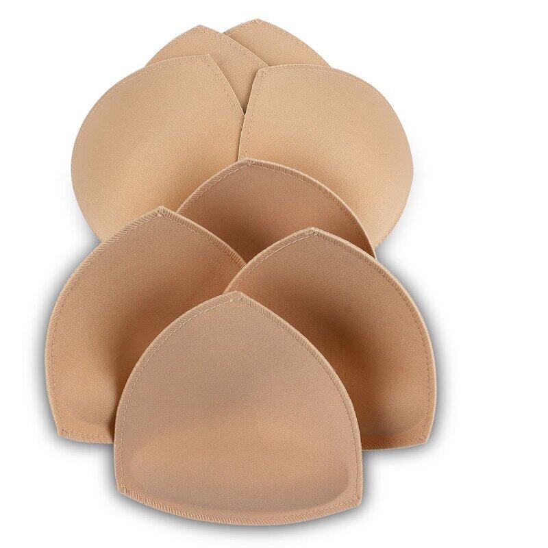 

Bra Pad Inserts 4 Pairs,Sermicle Bra Pads Sewn Padded for Sports Bra A/B or C/D,D/E Cup Beige or Black, White Optional, Beige, A/B