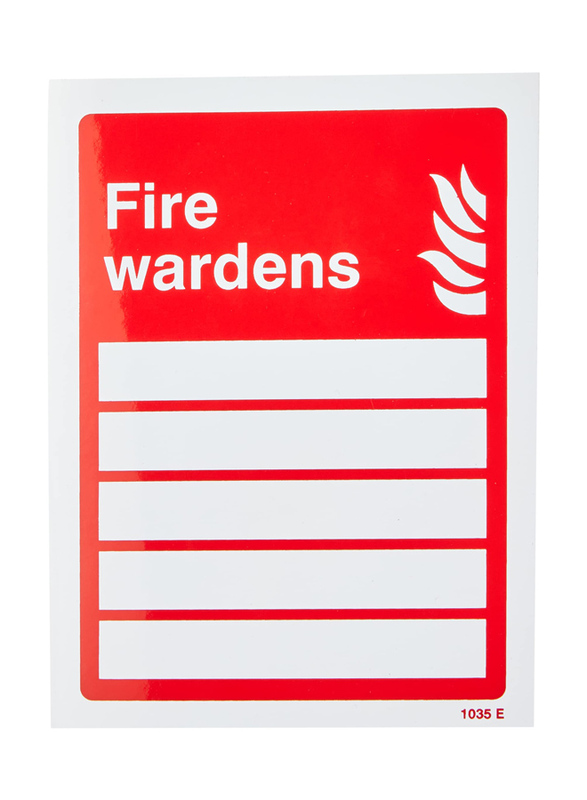 Caledonia Signs Fire Wardens Sign Self Adhesive Vinyl, 21035E, White