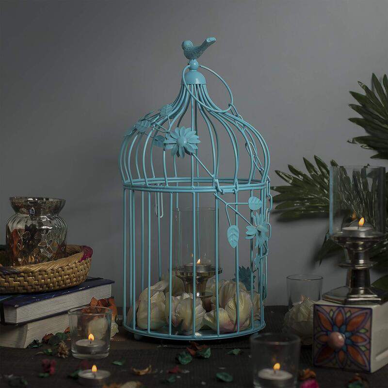 

Homesake Floral Vine Bird Cage Candle Holder, Large, Turquoise