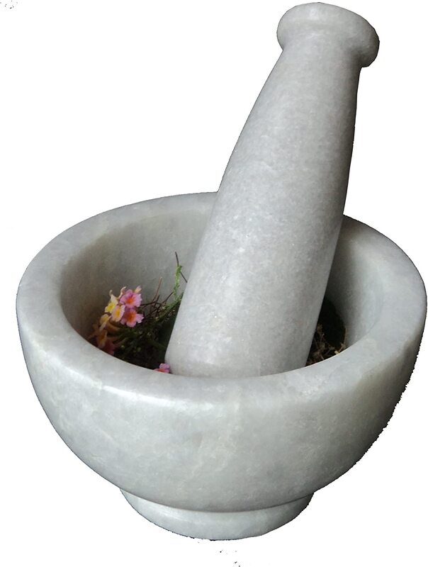 Pure Source India Natural Stone Mortar and Pestal Set, White