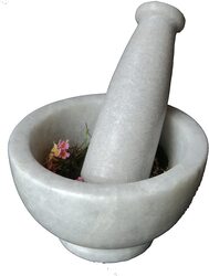 Pure Source India Natural Stone Mortar and Pestal Set, White