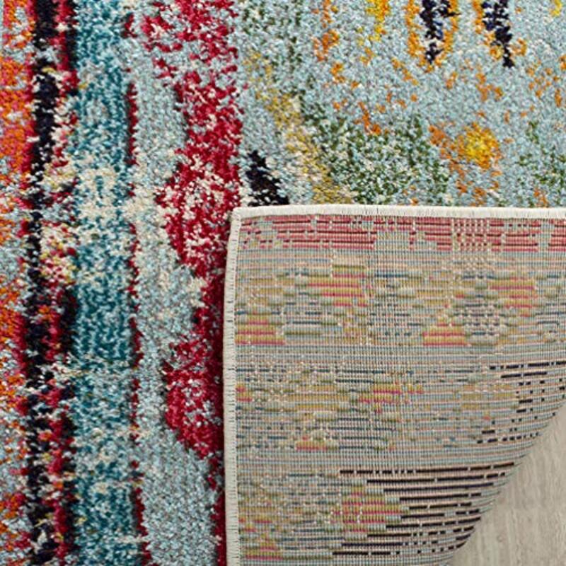 Safavieh Monaco Collection Modern Bohemian Multi Distressed Runner Rug, MNC222F, Multicolour