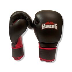 Hurricane 12-oz Combat Sports Muay Thai Style Professional Grade Boxing Training Gloves, Black/Red