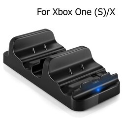 Obvis for Xbox One Dual Charging Dock Charger Station with 2 Rechargeable Batteries and USB Cable Wireless Controller, Black