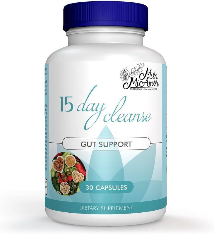 

Milamiamor 15 Day Cleanse - Gut and Colon Support Advanced Gut Cleanse Detox with Senna, Cascara Sagrada & Psyllium Husk Non-GMO Made in USA 30 Caps