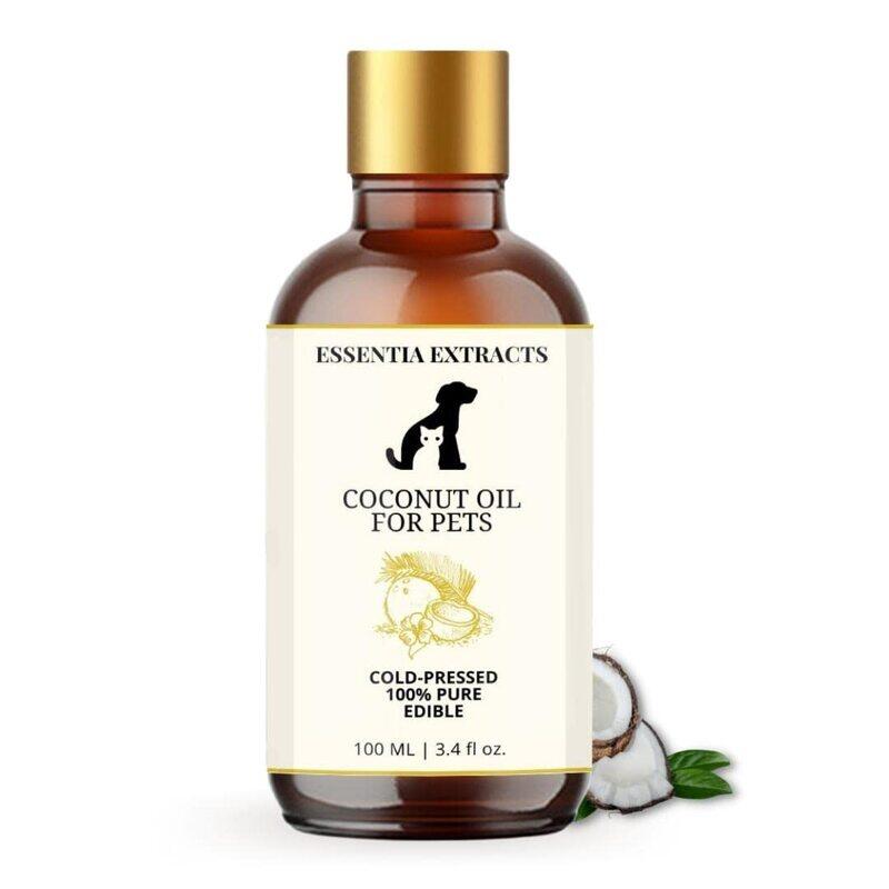 

ESSENTIA EXTRACTS Virgin Coconut Oil for Pets- Cats & Dogs Cold Pressed, 100% Pure & Natural Strengthens Immunity for Healthy, Shiny Fur & Coat (100M