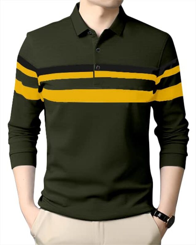 

AUSK Men's Polo T-Shirt Full Sleeves Regular Fit Color-OliveSize- Large