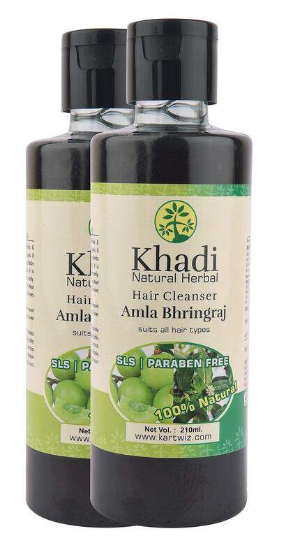 

Khadi Natural Herbal Amla and Bhringraj Paraben-free SLS Shampoo, 210ml, 2 Pieces