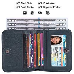 Itslife Rfid Blocking Small Compact Bifold Leather Pocket Wallet for Women, Dark Blue