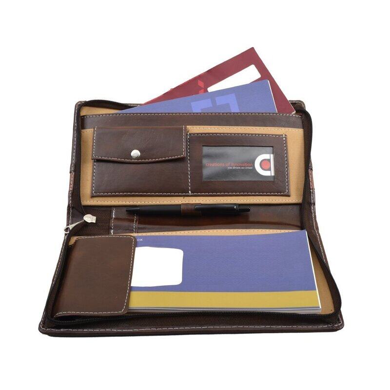 

COI Leatherite Cheque Book Holder Document Folder Brown for Men & Women