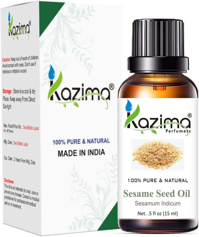 

Kazima Sesame Seed Cold Pressed Carrier Oil with 100% Pure Natural & Undiluted For Skin care & Hair care, 15ml