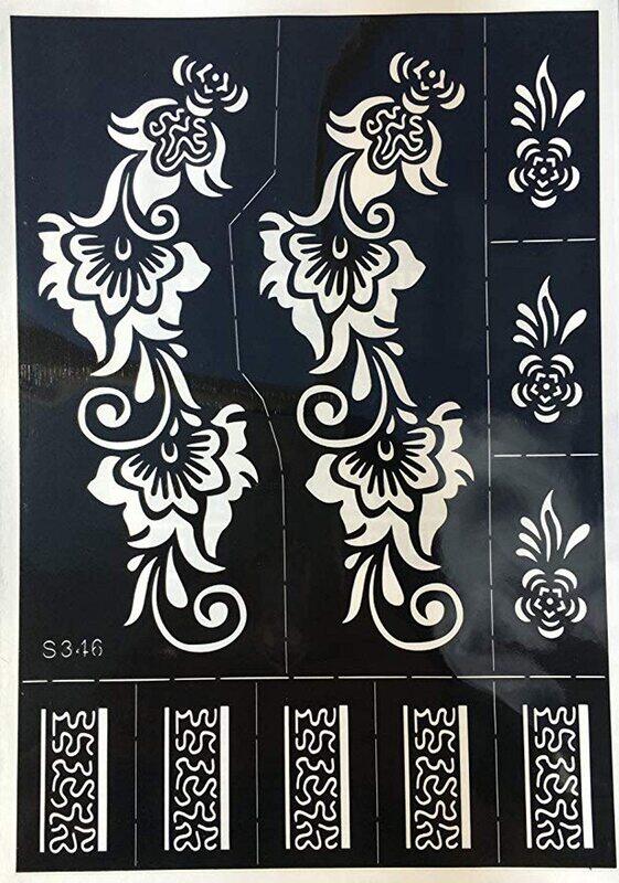 

Ivana's Heena Mehandi Tattoo Stencil Set, Design - NIV-373, Black