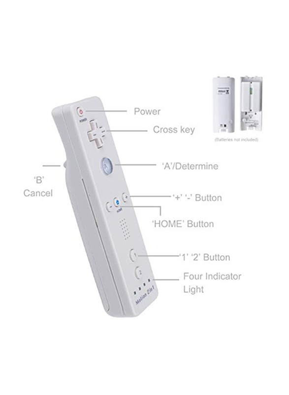 Techken Wii Remote with Wii Motion Plus Inside and Shock Wii Nunchuk Controller for Nintendo Wii Wii U, White
