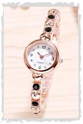 Acnos Brand Exclusive Choice 3 Types Diamond Rosegold Silver Exclusive Diamond Studded Bracelet Chain Girls Watch for Women Analog Watch for Women, RoseGold-Black